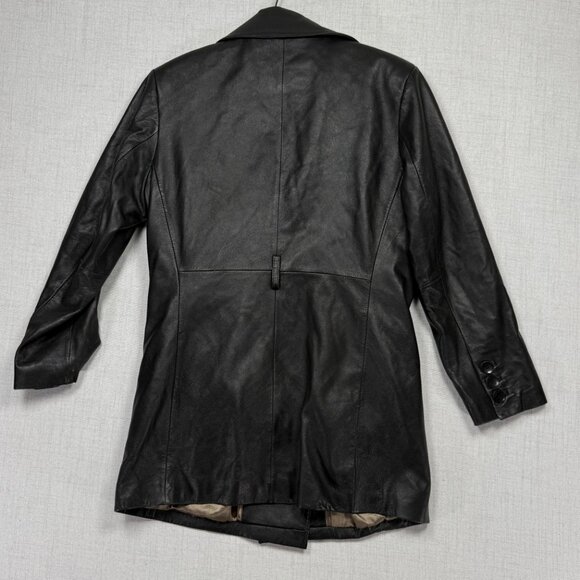 Y2K Wilsons Leather Pelle Studio Leather Trench Coat Double Breasted Size M - Picture 4 of 12